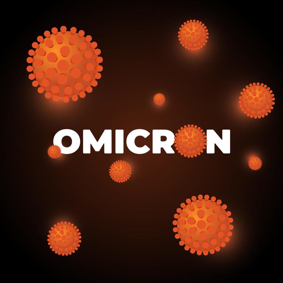 nouvelle souche de coronavirus omicron. variante du virus corona muté de covid. bannière d'eps de vecteur médical d'épidémie de maladie d'infection respiratoire sur le fond foncé