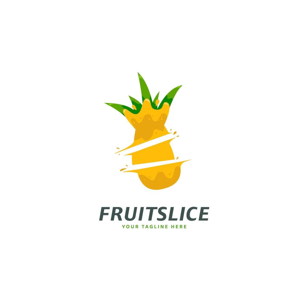 modèle d'icône de logo de fruits ananas tranchés frais vecteur