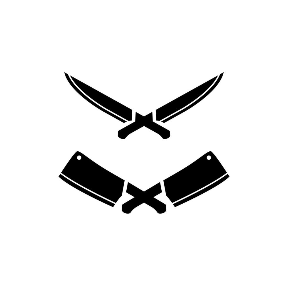 couteau croisé et modèle de symbole d'icône de logo de couteau de boucher vecteur