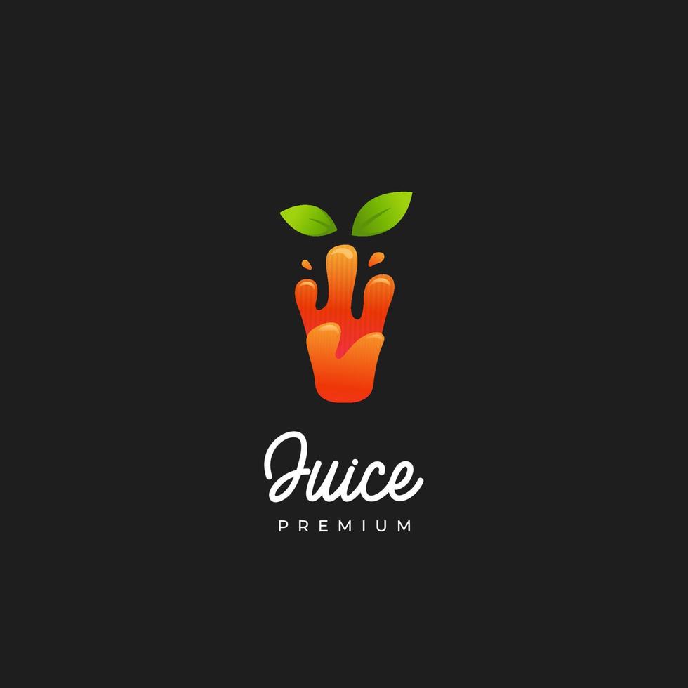 logo de jus d'orange smoothie, jus naturel de couleur orange slurpy liquide sain dans le logo d'icône en forme de verre vecteur