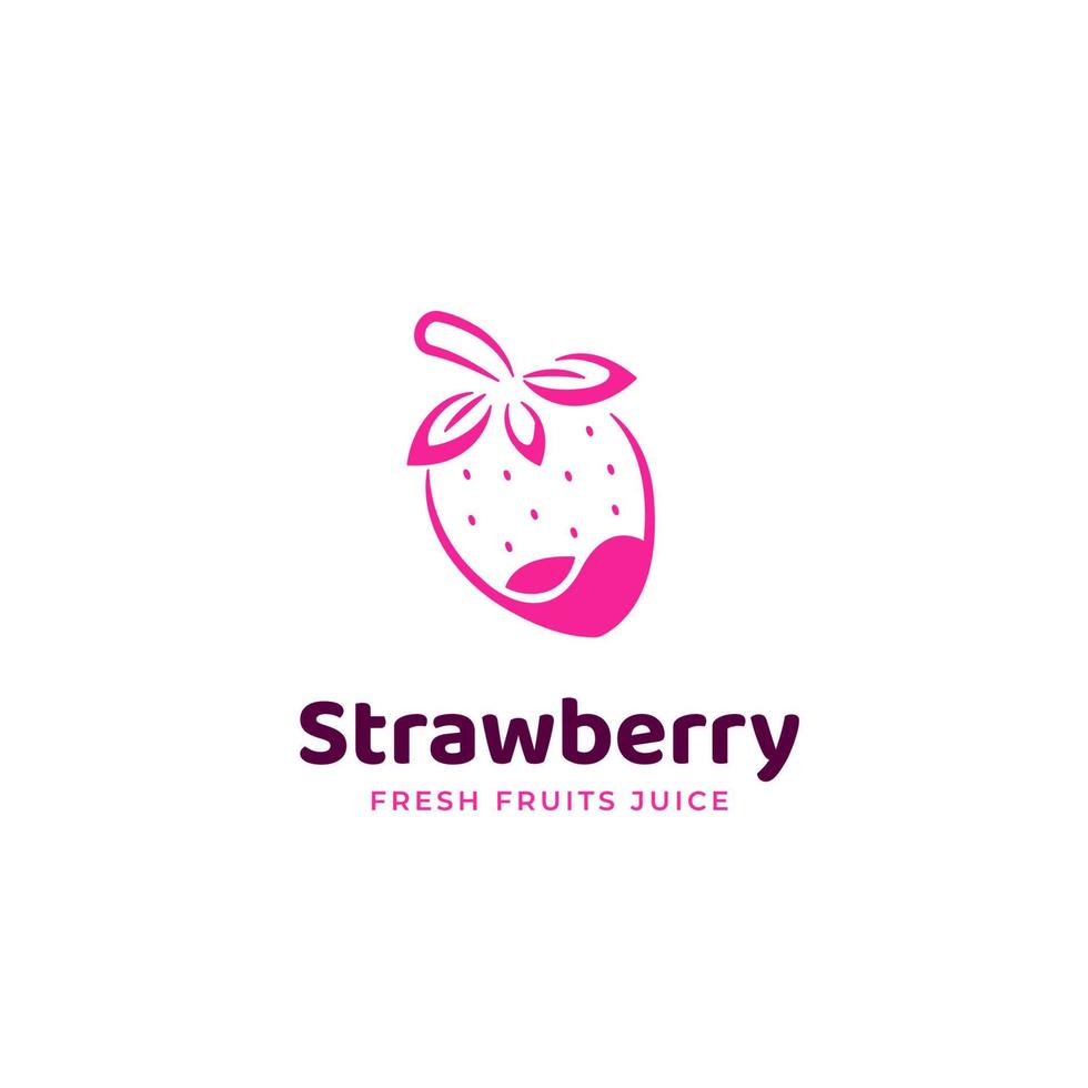icône du logo du jus de fraise sucré vecteur