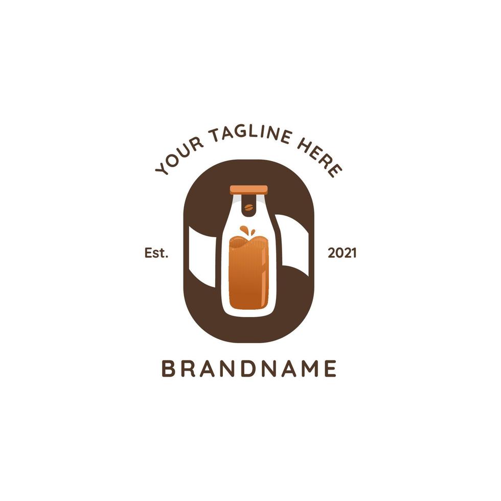 modèle d'icône d'insigne de logo de café de bouteille pressée à froid vecteur