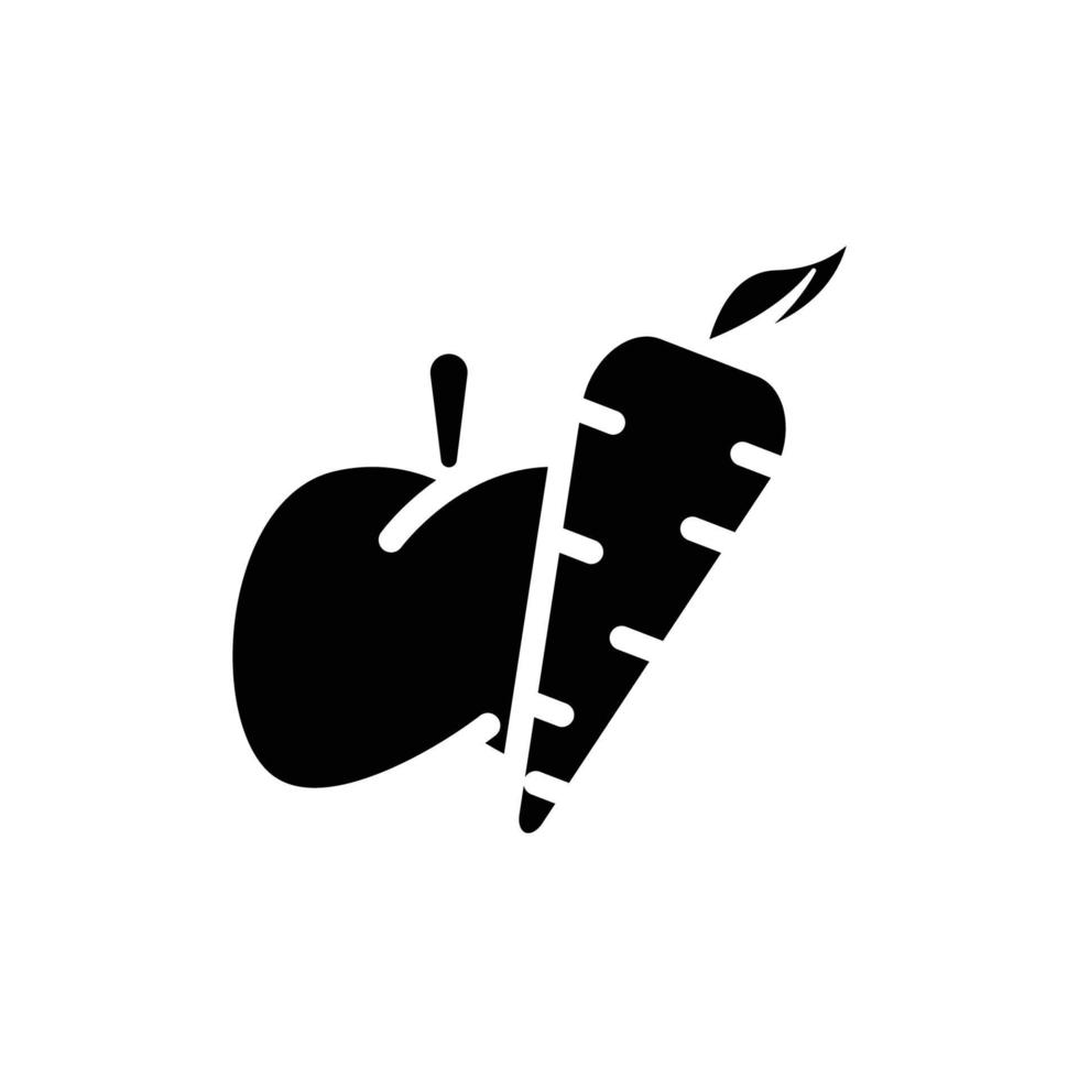 icône de carotte et pomme. symbole végétarien. vecteur de modèle de conception