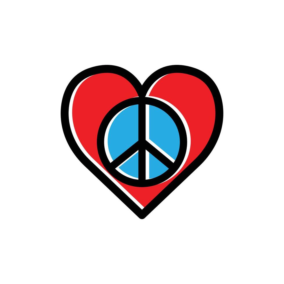 symbole plat de paix. icône d'amour et de paix. vecteur de modèle de conception