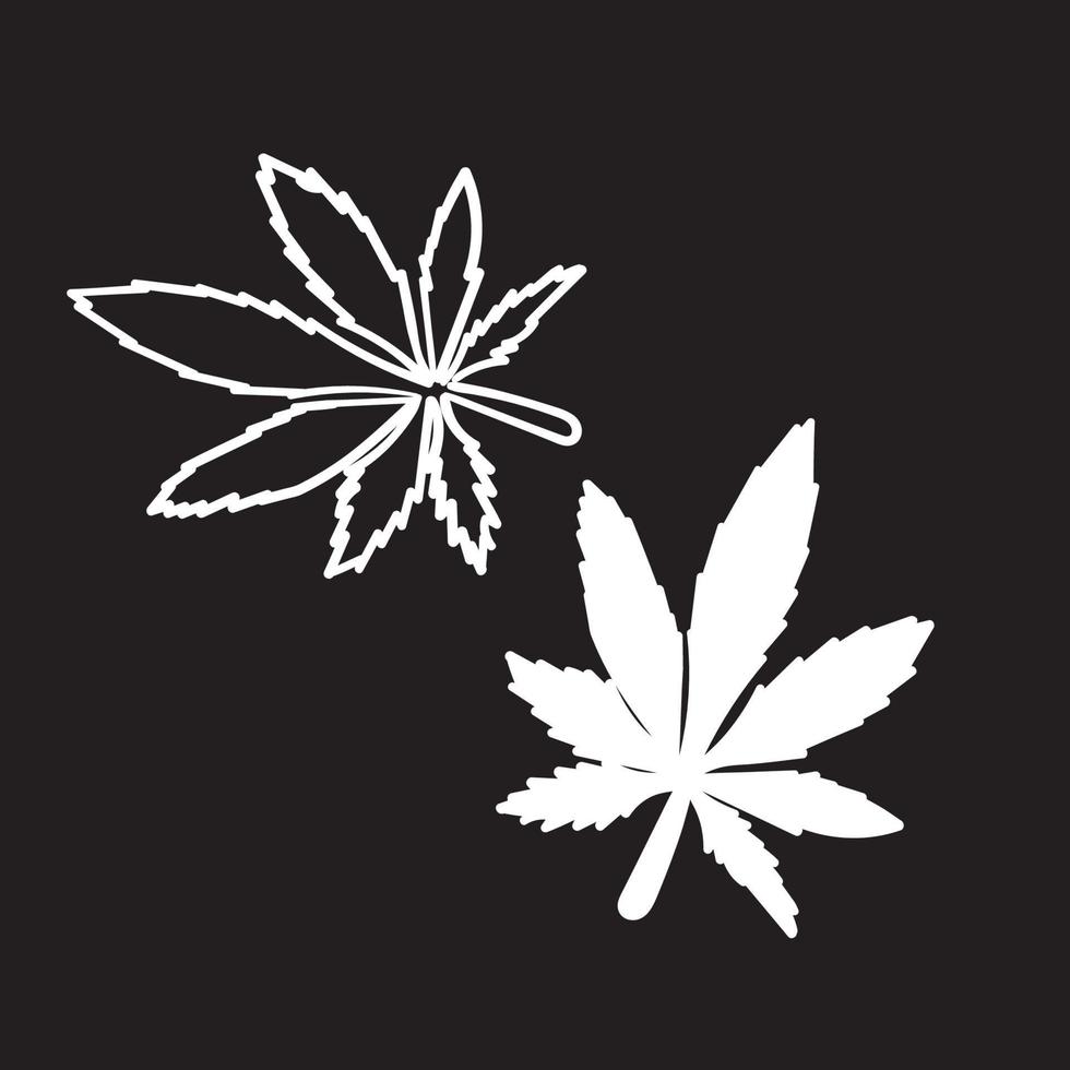 vecteur de marijuana feuille de cannabis weed icône logo symbole signe illustration graphique avec vecteur de style doodle dessinés à la main