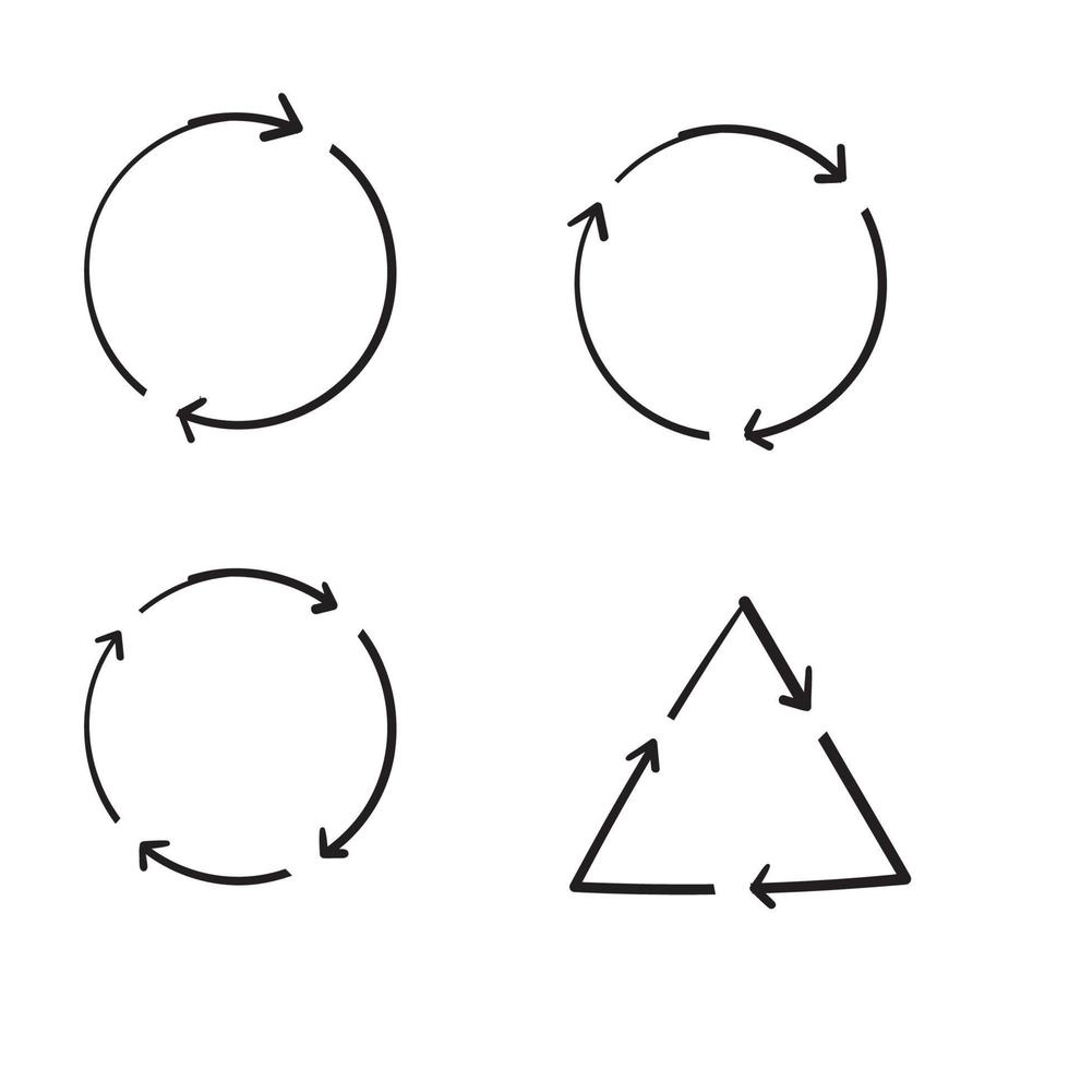 recycler le vecteur de symbole d'icône avec un style de dessin animé dessiné à la main