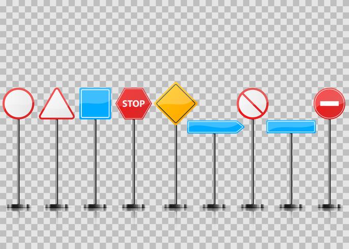 Définir un panneau de signalisation réaliste. Stop, cercle, triangle. vecteur