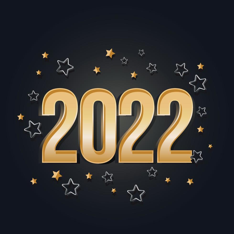 2022, fond chic de bonne année 2022. design doré pour le vecteur de cartes de voeux du nouvel an 2022.