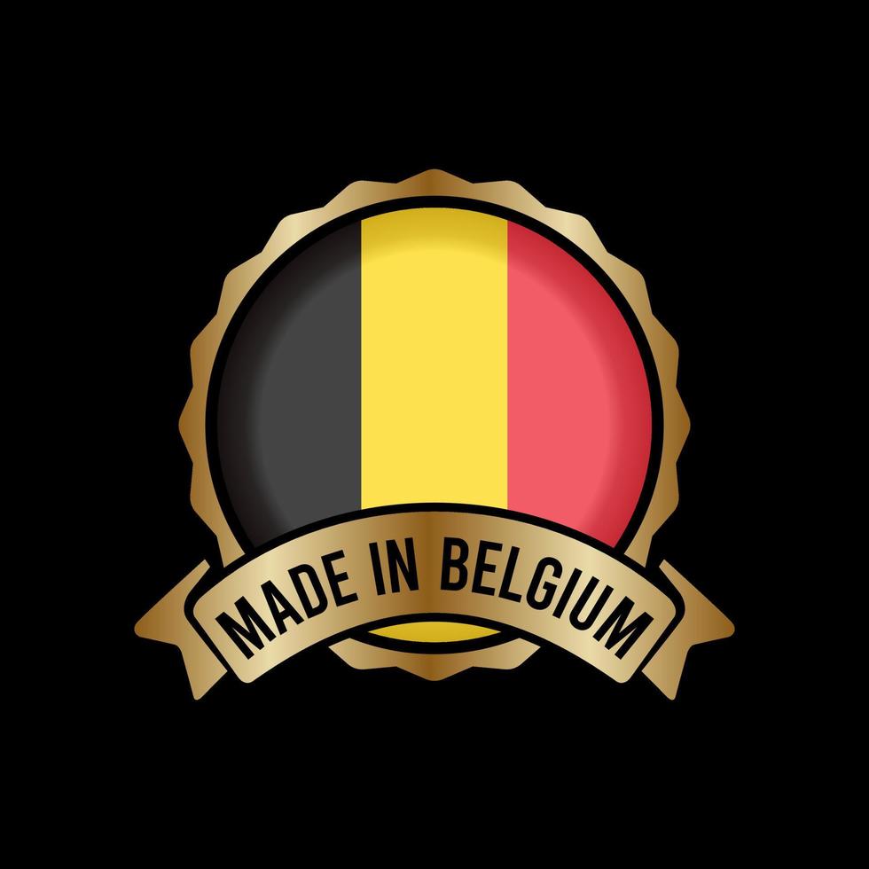 bouton d'étiquette de timbre d'insigne d'or fabriqué en belgique vecteur