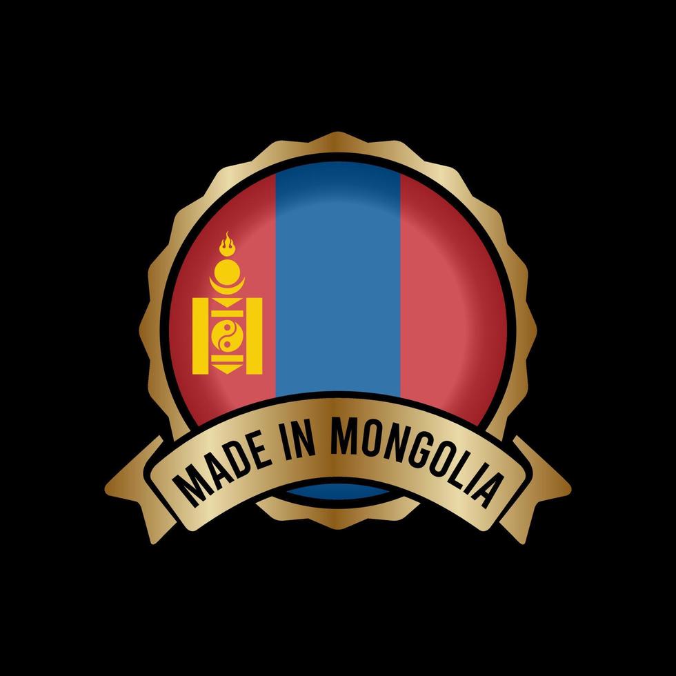 bouton d'étiquette de timbre d'insigne d'or fabriqué en mongolie vecteur