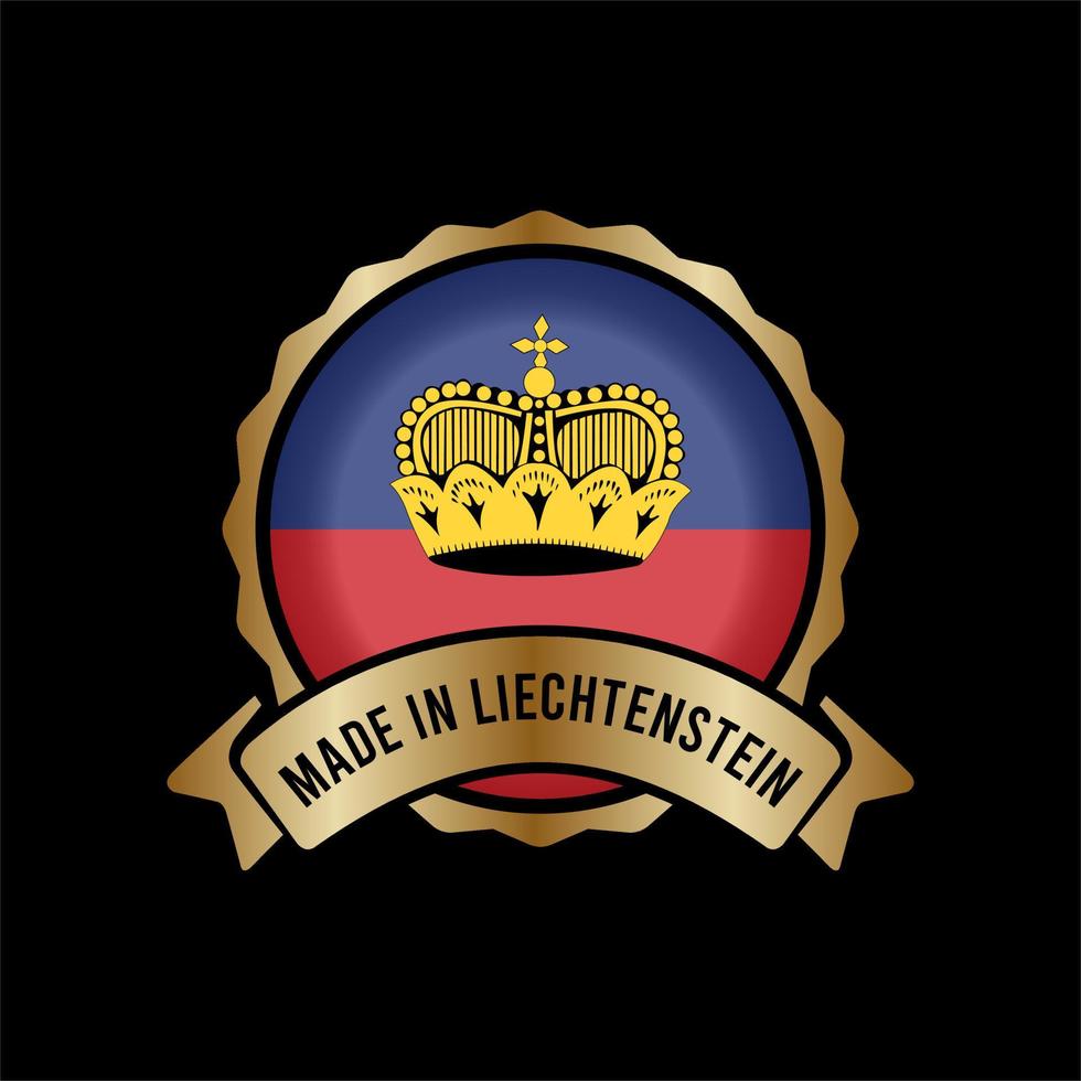 Bouton d'étiquette de timbre d'insigne d'or fabriqué au liechtenstein vecteur