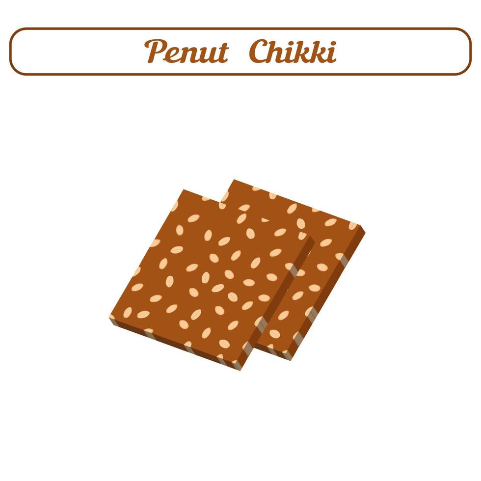 chikki le bonbon le plus aimé dans l'état du gujarat pendant l'utttrayan, illustration vectorielle penut chikki créée sur fond blanc. vecteur