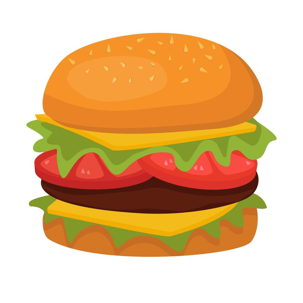 gros hamburger réaliste sur fond blanc - vector