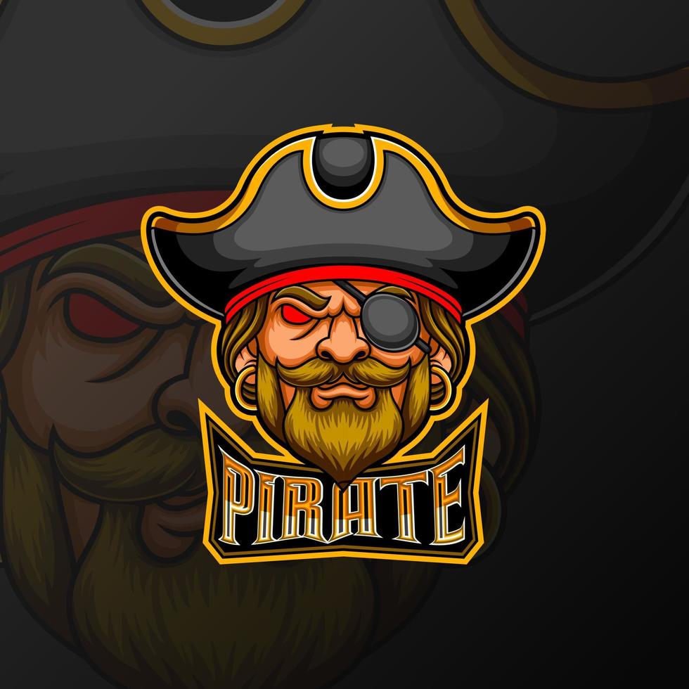 conception de logo de sport de mascotte de pirate vecteur