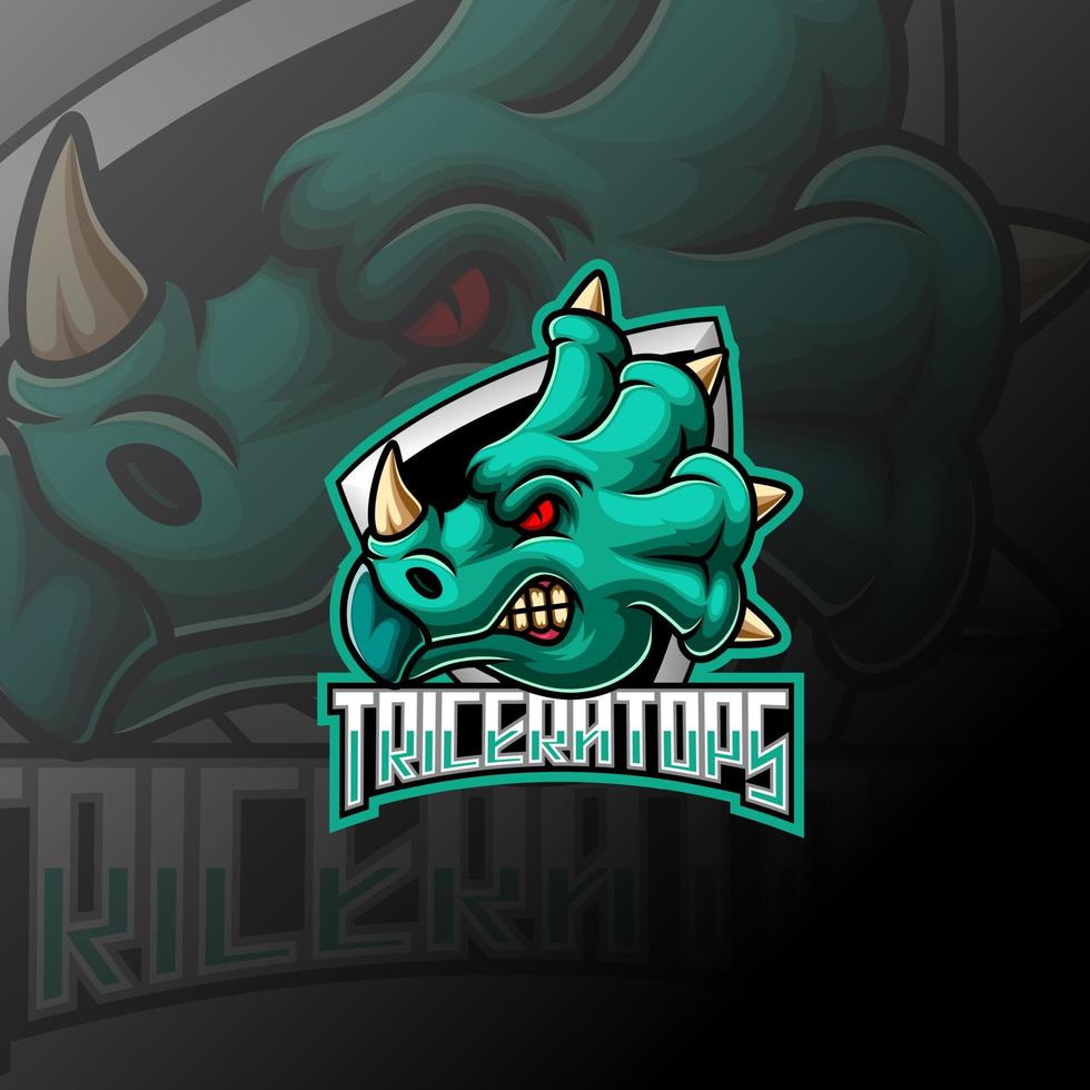 création de logo triceratops mascot e sport vecteur