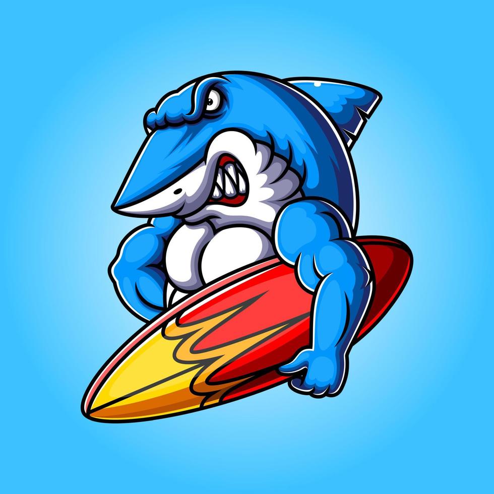 mascotte de dessin animé de requin bleu vecteur