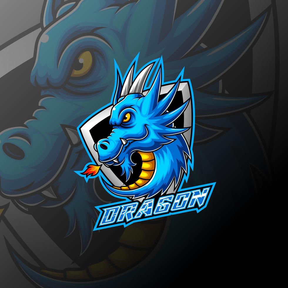 mascotte de logo de dragon pour le jeu e sport vecteur