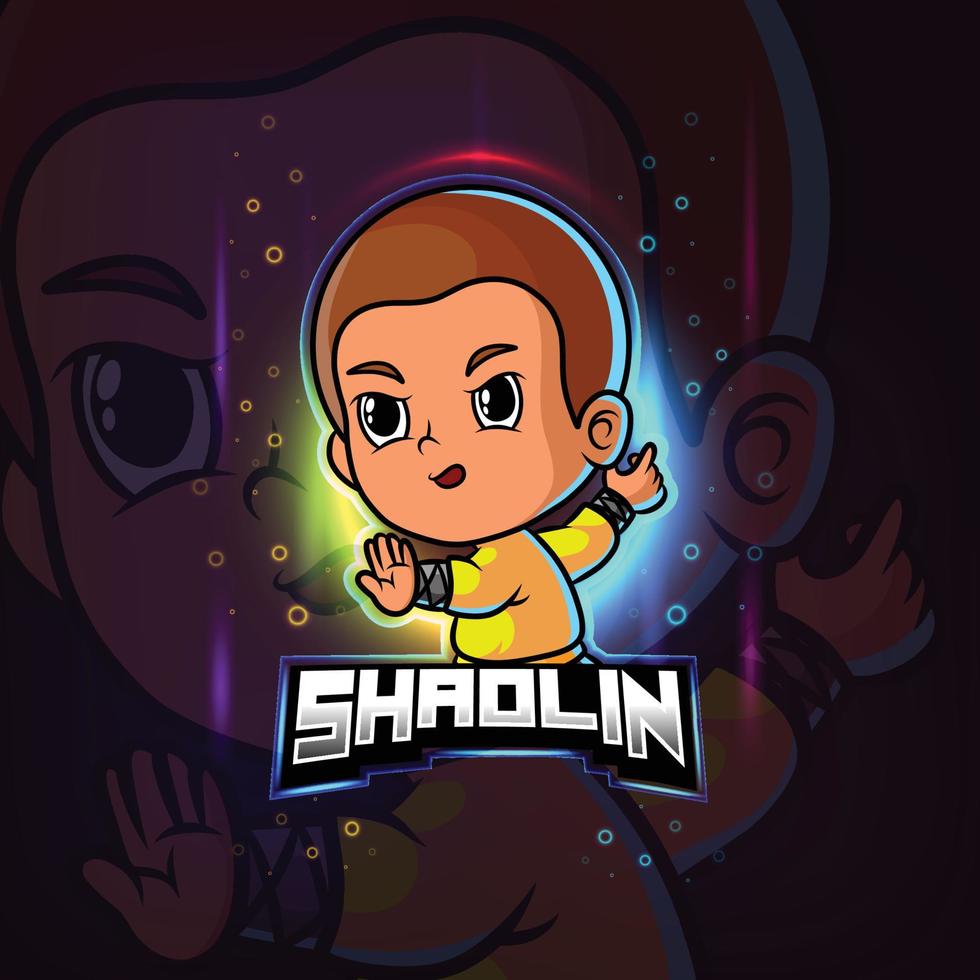 la conception du logo esport de la mascotte shaolin vecteur