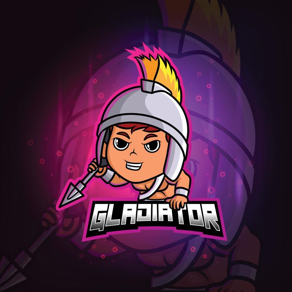 la conception du logo esport de la mascotte du gladiateur vecteur