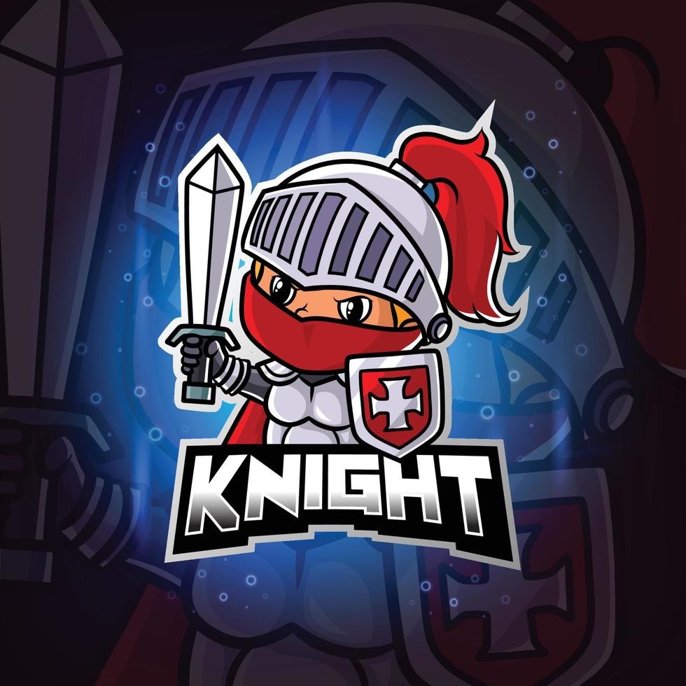 la conception du logo esport de la mascotte du chevalier gardien vecteur