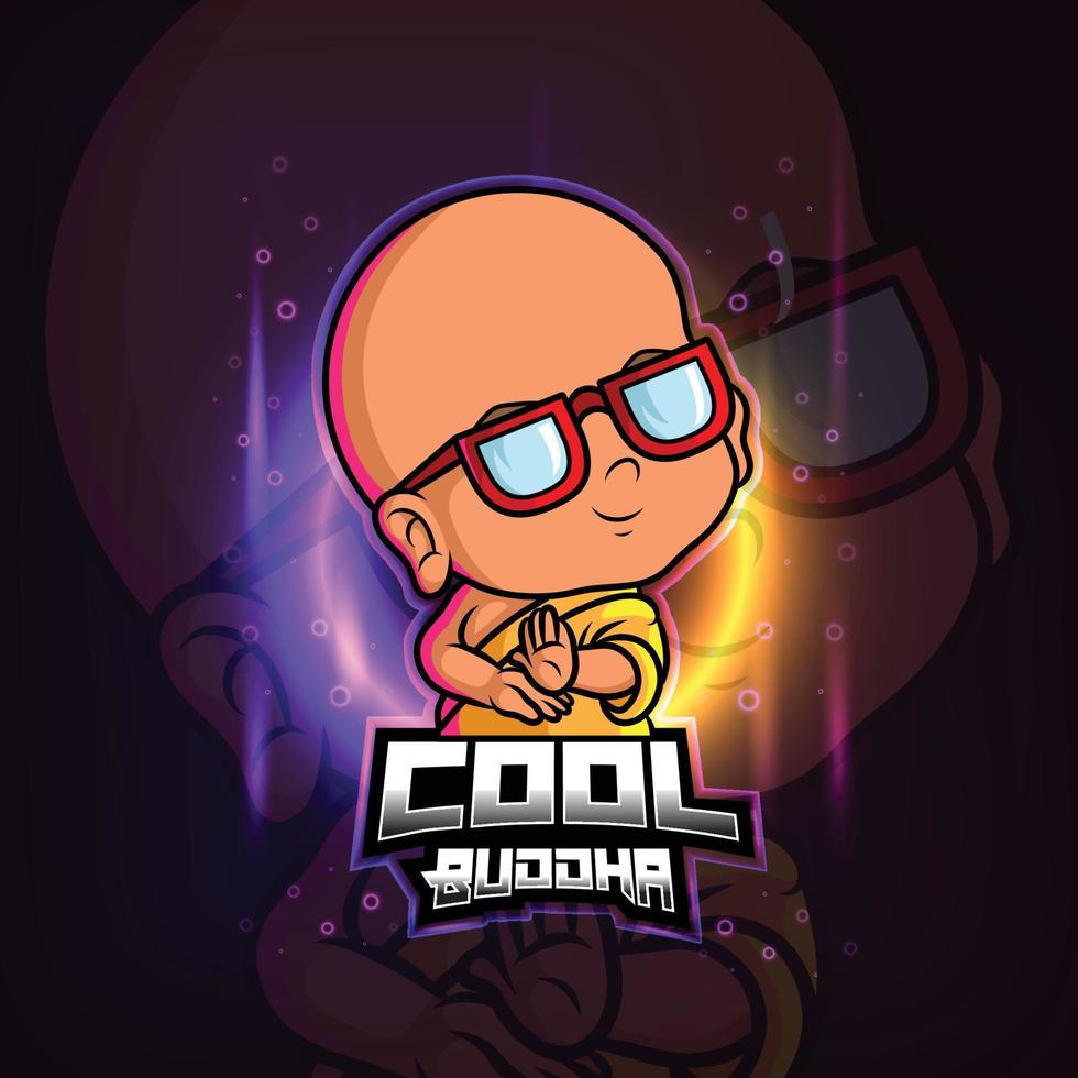 la conception du logo esport de la mascotte du bouddha cool vecteur