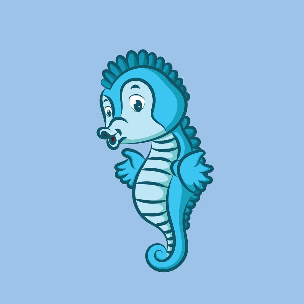 l'hippocampe avec la couleur bleue pose avec la bonne expression vecteur