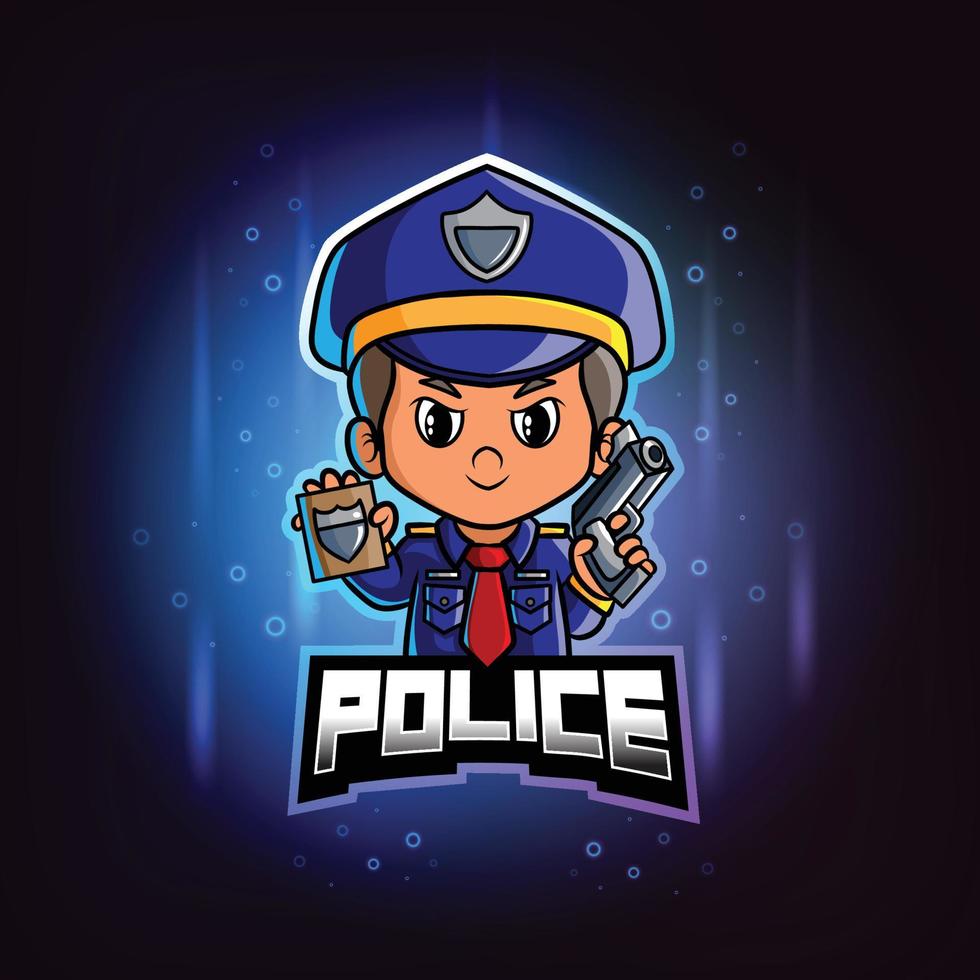 la conception du logo esport de la mascotte de la police vecteur