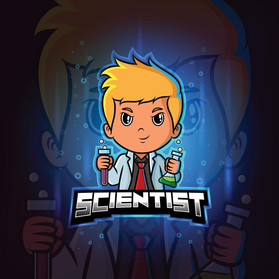 la conception du logo esport de la mascotte scientifique vecteur