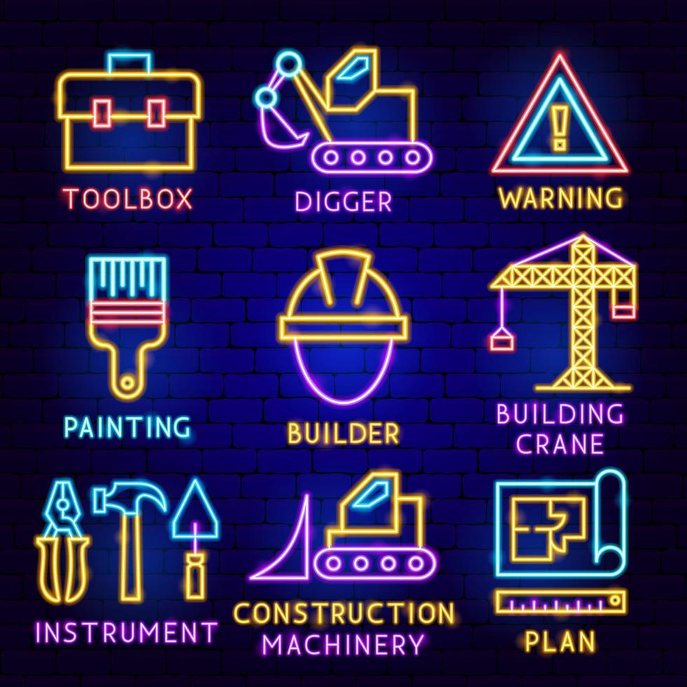 jeu d'étiquettes de construction vecteur