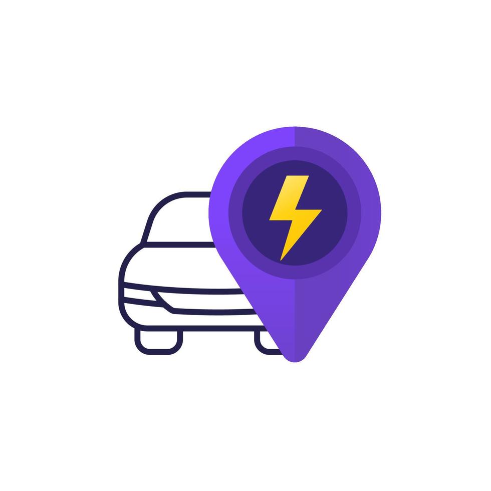 icône de voiture électrique avec symbole de l'électricité vecteur
