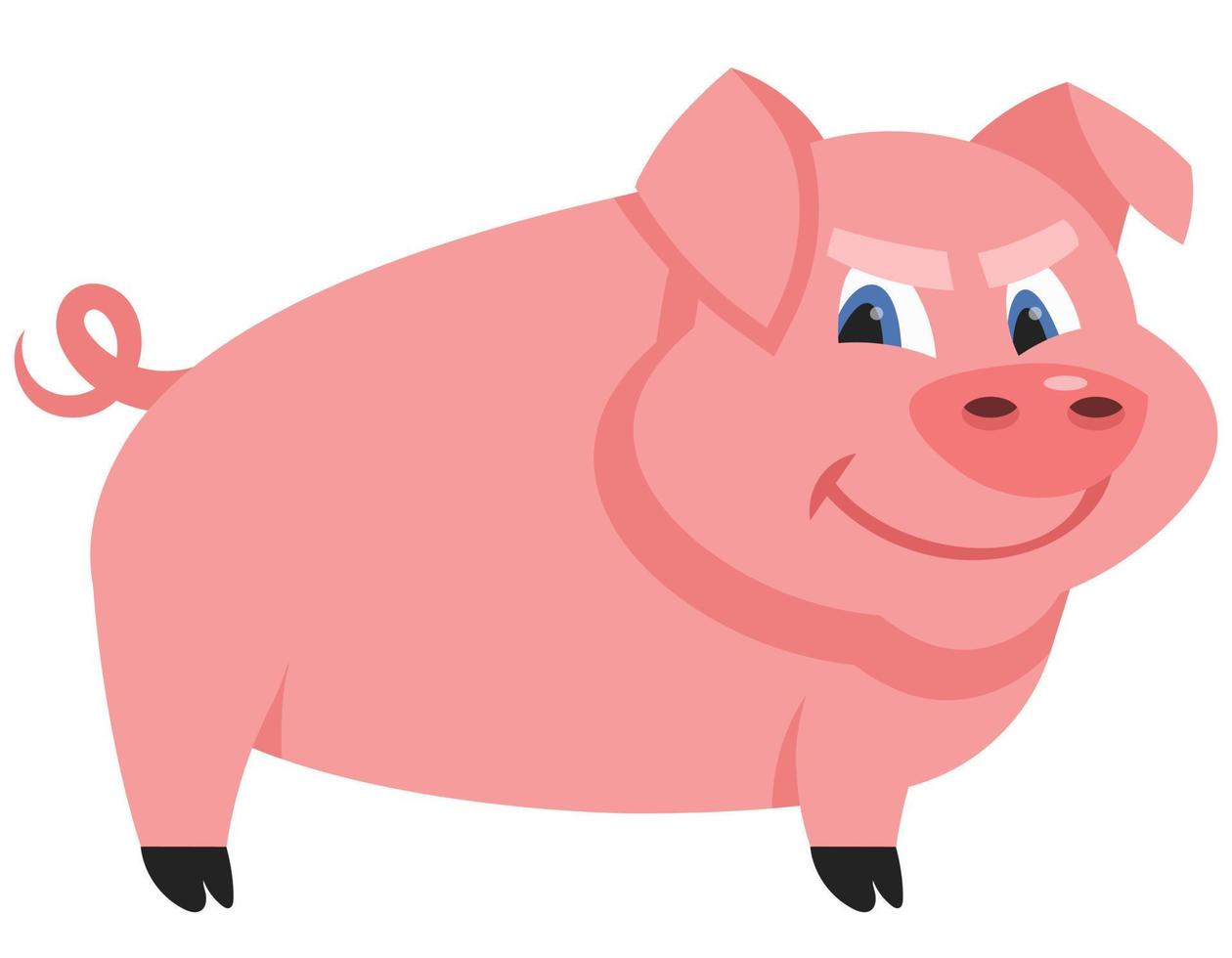 vue de côté du cochon mâle. animal de ferme en style cartoon. vecteur