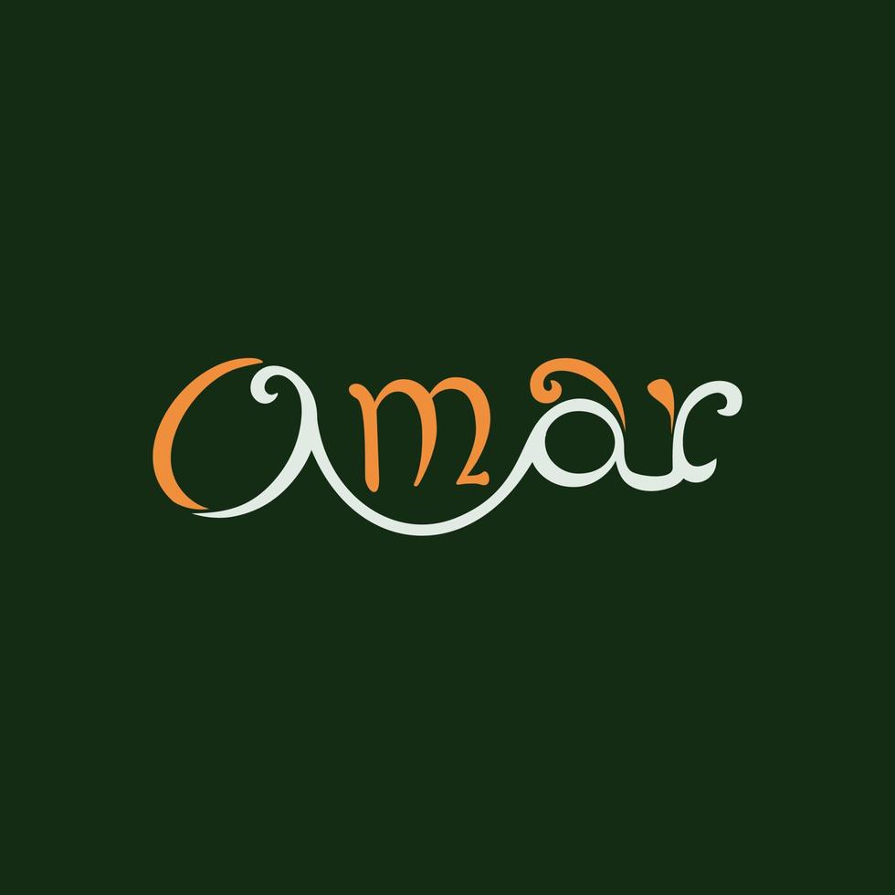 omar ou umar - création de logo unique en anglais et en arabe vecteur