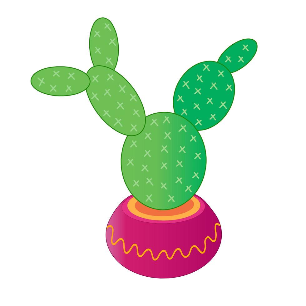 cactus du désert en pot. illustration pour l'impression, les arrière-plans, les couvertures, les emballages, les cartes de voeux, les affiches, les autocollants, le textile, le design saisonnier. isolé sur fond blanc. vecteur