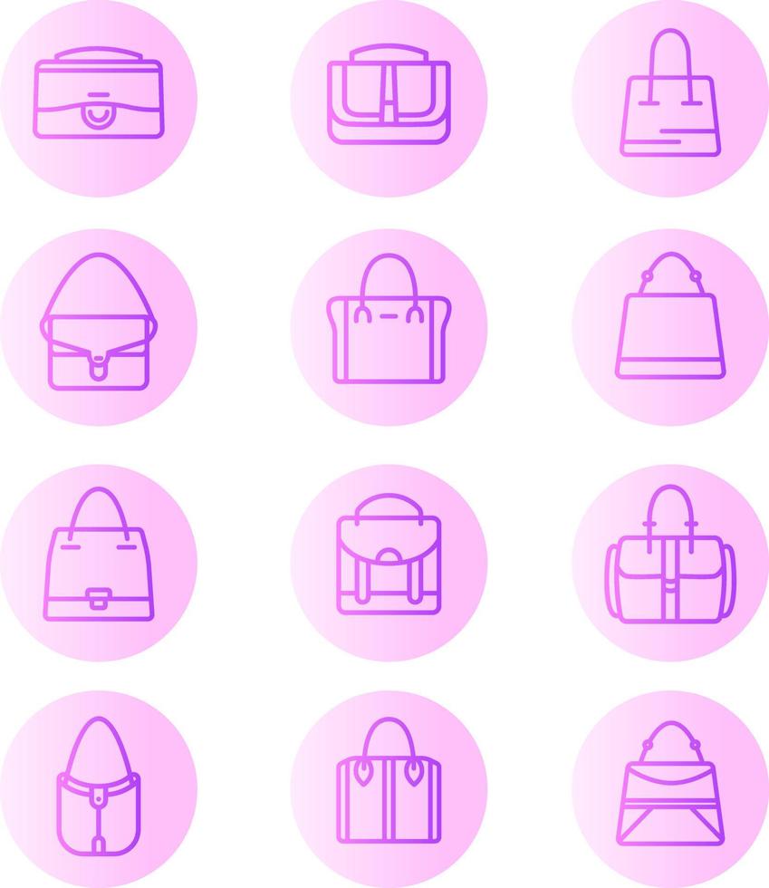 vecteur sac et portefeuille icône illustration ligne plate minimaliste