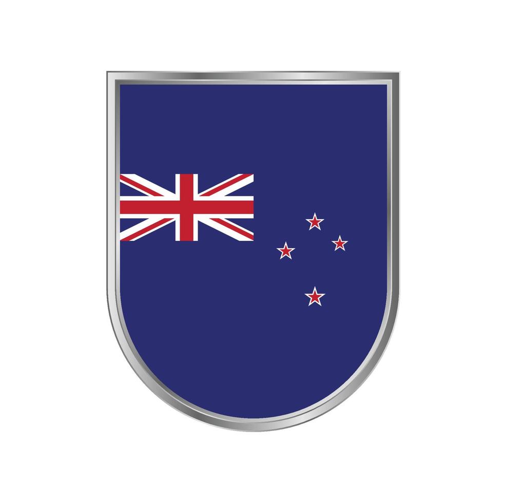 drapeau de la nouvelle-zélande avec un design vectoriel à cadre argenté
