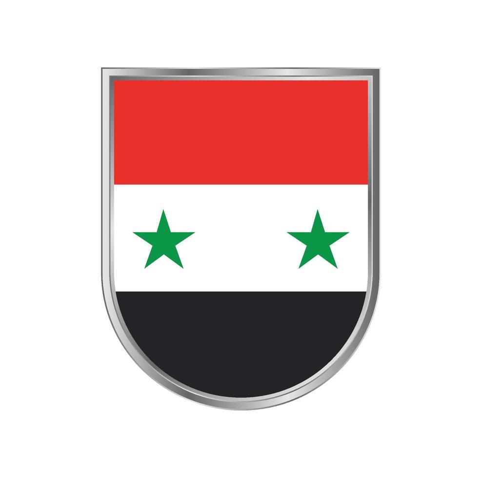 drapeau de la syrie avec un design vectoriel à cadre argenté