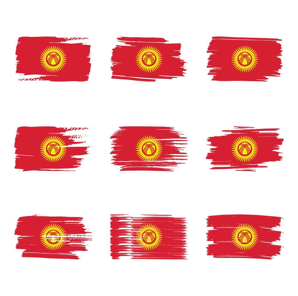 drapeau kirghizistan coups de pinceau peints vecteur