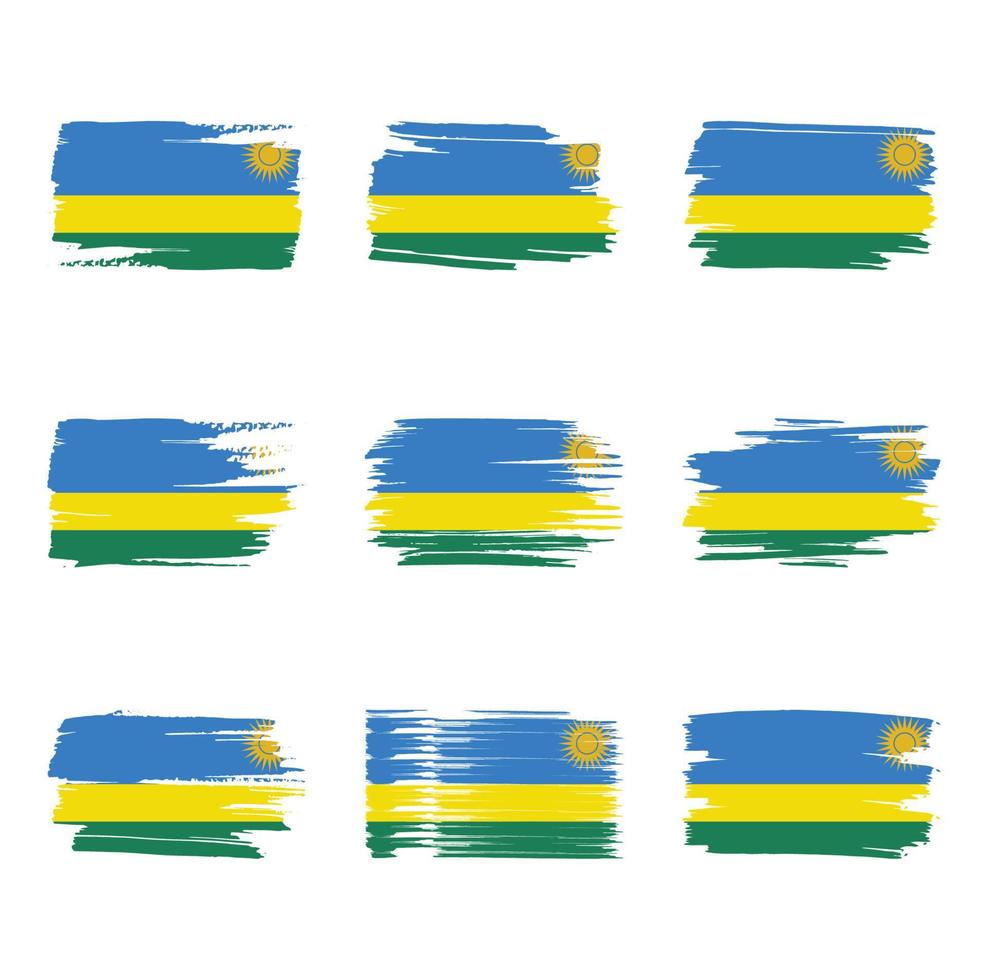 coups de pinceau du drapeau du rwanda peints vecteur