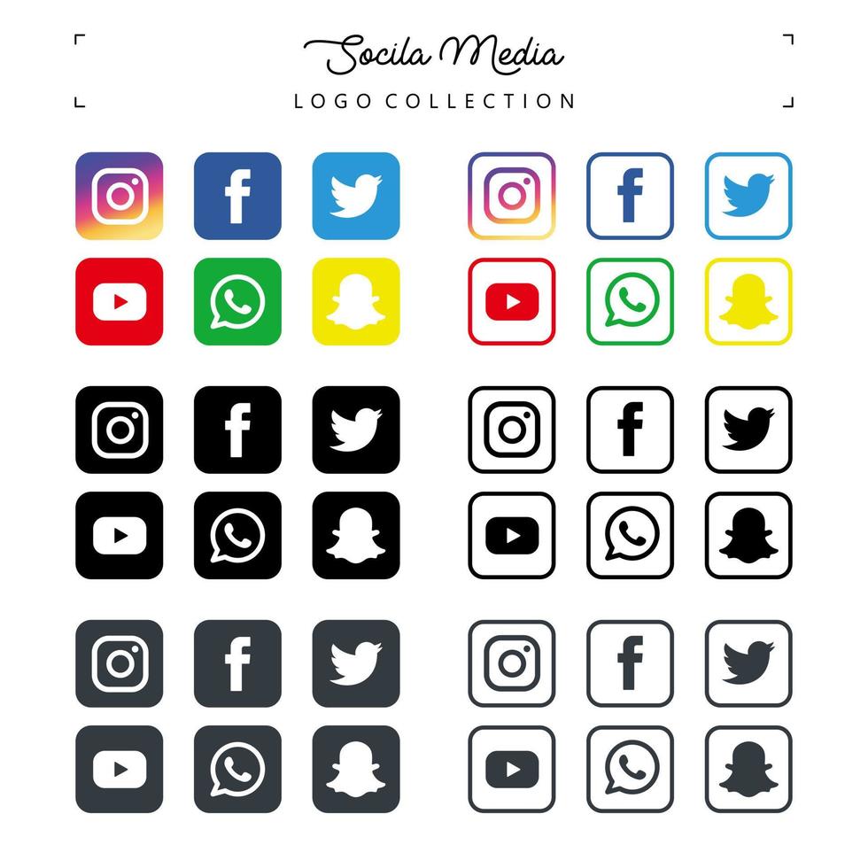 vecteur de collection d'icônes de logo de médias sociaux