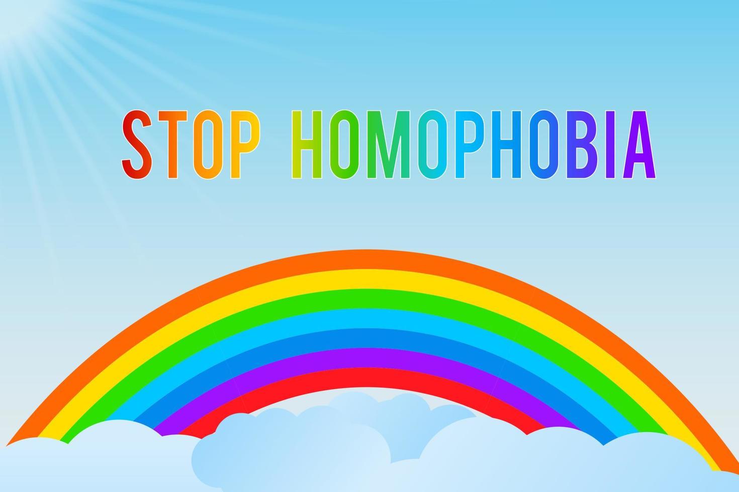 arrêter l'illustration vectorielle de l'homophobie. arc en ciel. symbole de la communauté lgbt. fierté gai. journée mondiale contre l'homophobie. modèle de conception pour les bannières, les sites Web, les médias sociaux, etc. vecteur