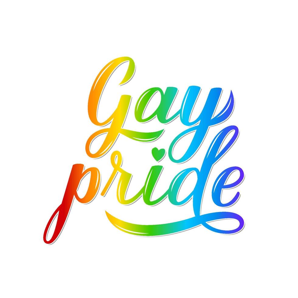 gay pride lettrage 3d couleurs de l'arc-en-ciel isolé sur blanc. jour de la fierté, mois, concept de défilé. slogan sur les droits des lgbt. modèle vectoriel facile à modifier pour bannière, affiche, t-shot, flyer, autocollant, badge.