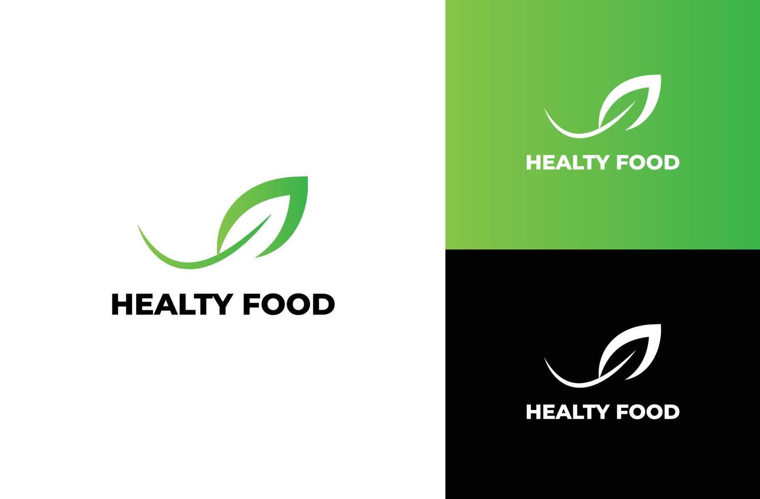 modèle de logo d'aliments sains. conception de vecteur d'aliments biologiques laisse le logotype