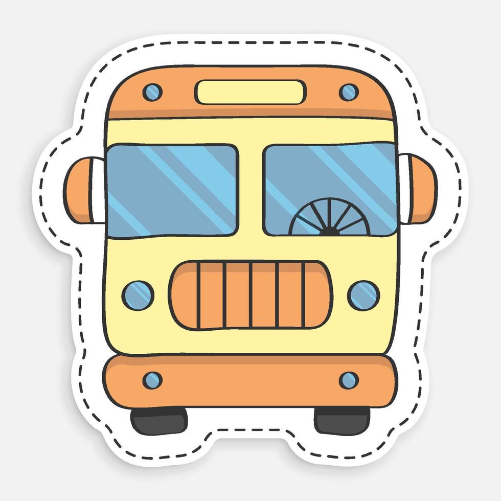 icône de dessin animé de doodle bus scolaire américain. transport pour le transport des enfants des passagers. vecteur isolé sur fond blanc