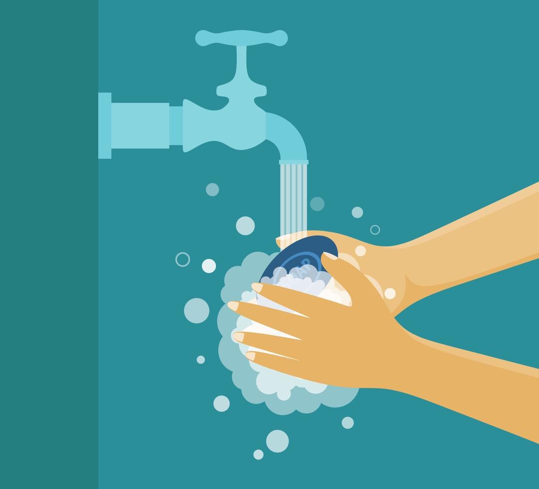 se laver les mains avec du savon vector illustration