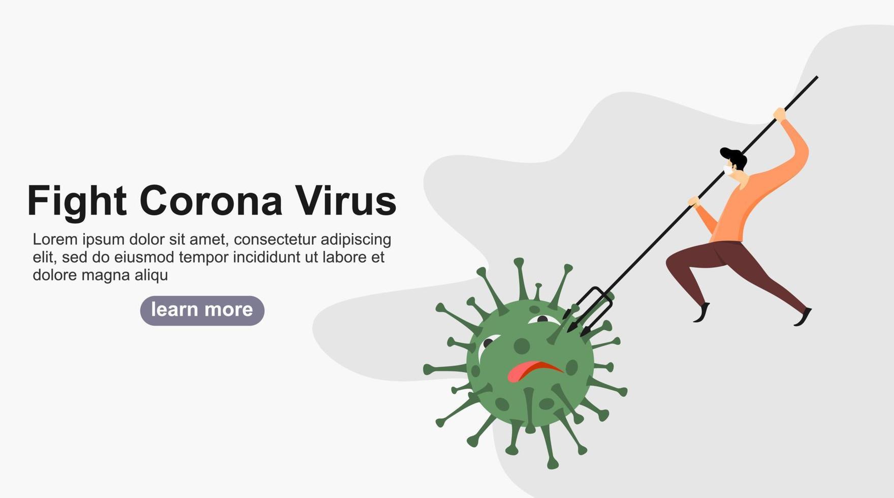 auto-protection contre la page de destination du virus corona pour les bannières ou le Web. vecteur