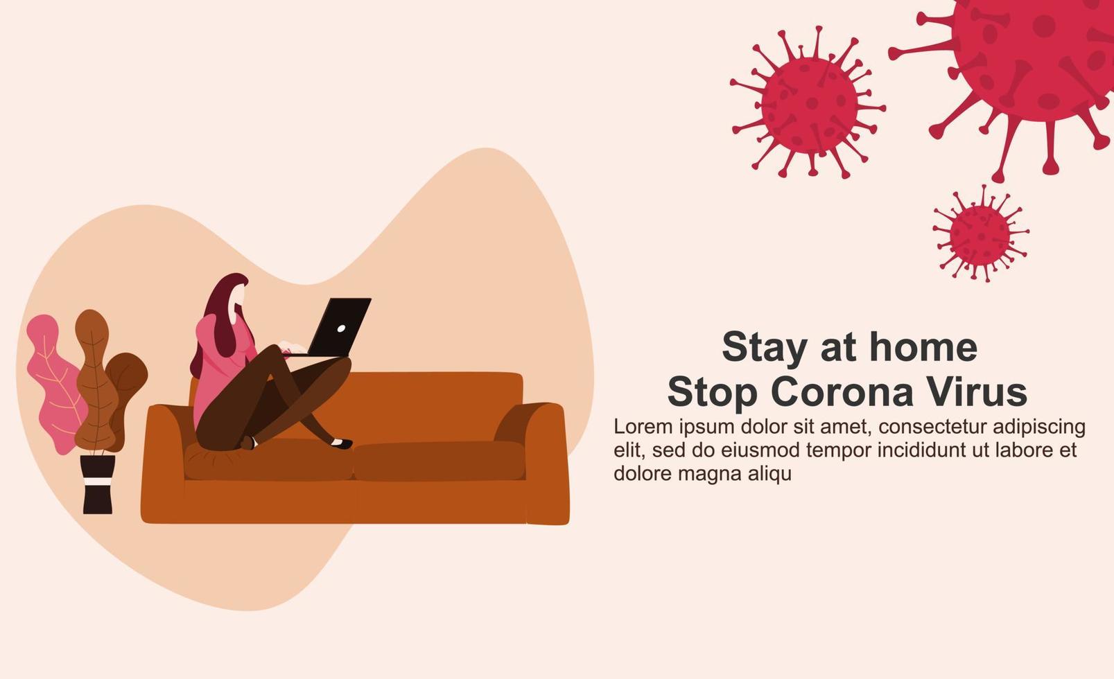 auto-protection contre la page de destination du virus corona pour les bannières ou le Web. illustration vectorielle vecteur