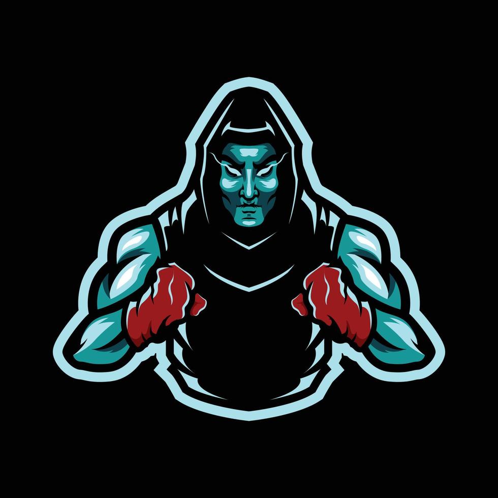 création du logo de la mascotte des champions de boxe vecteur