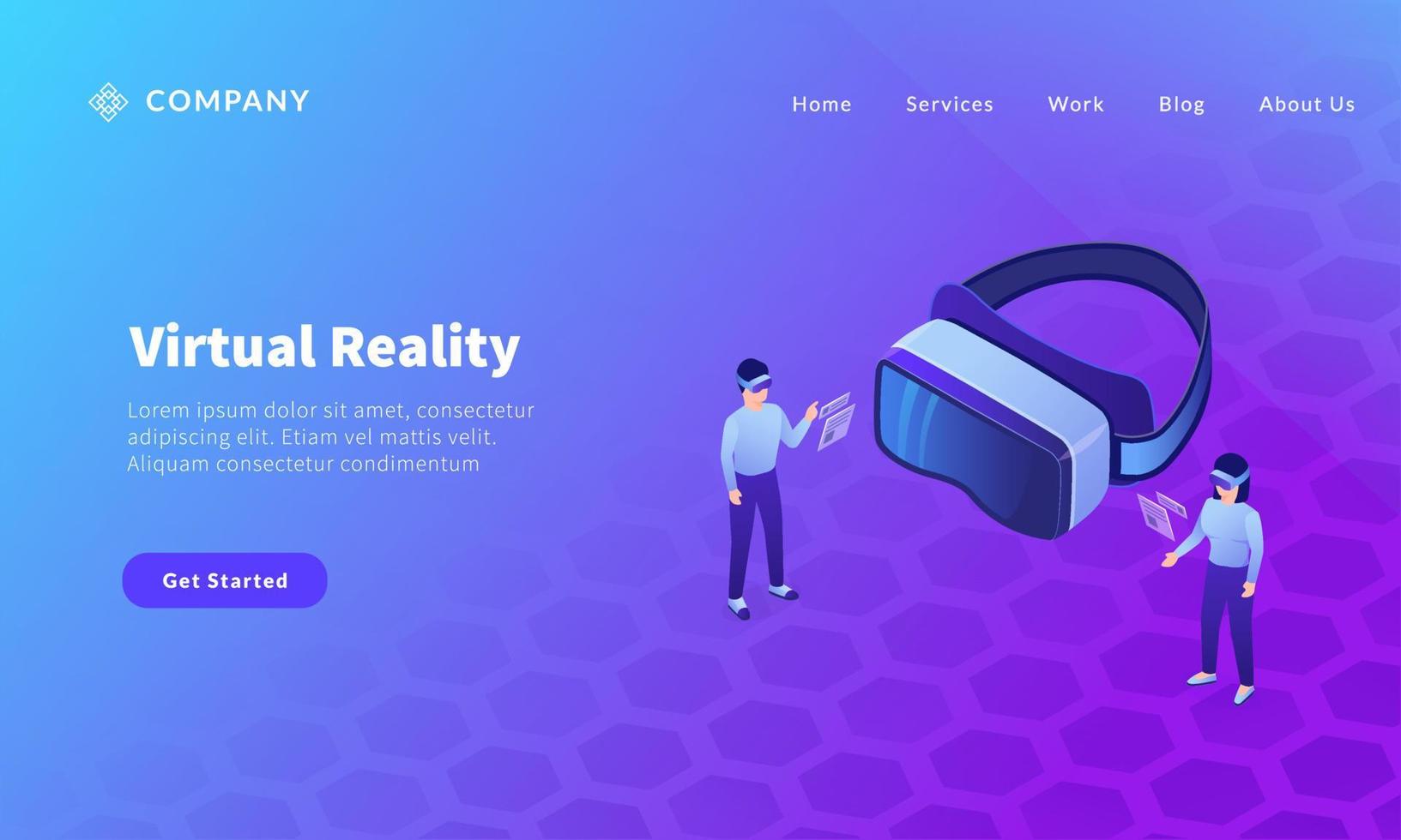 concept de réalité virtuelle avec des lunettes vr et des personnes pour le modèle de site Web ou la page d'accueil de destination vecteur