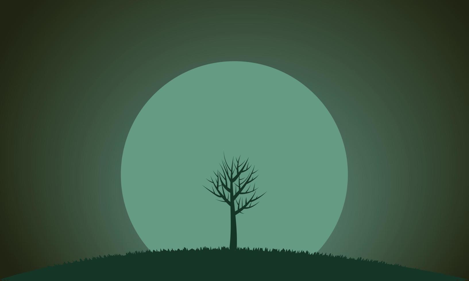 arbre dans la nuit. silhouette d'arbre vecteur