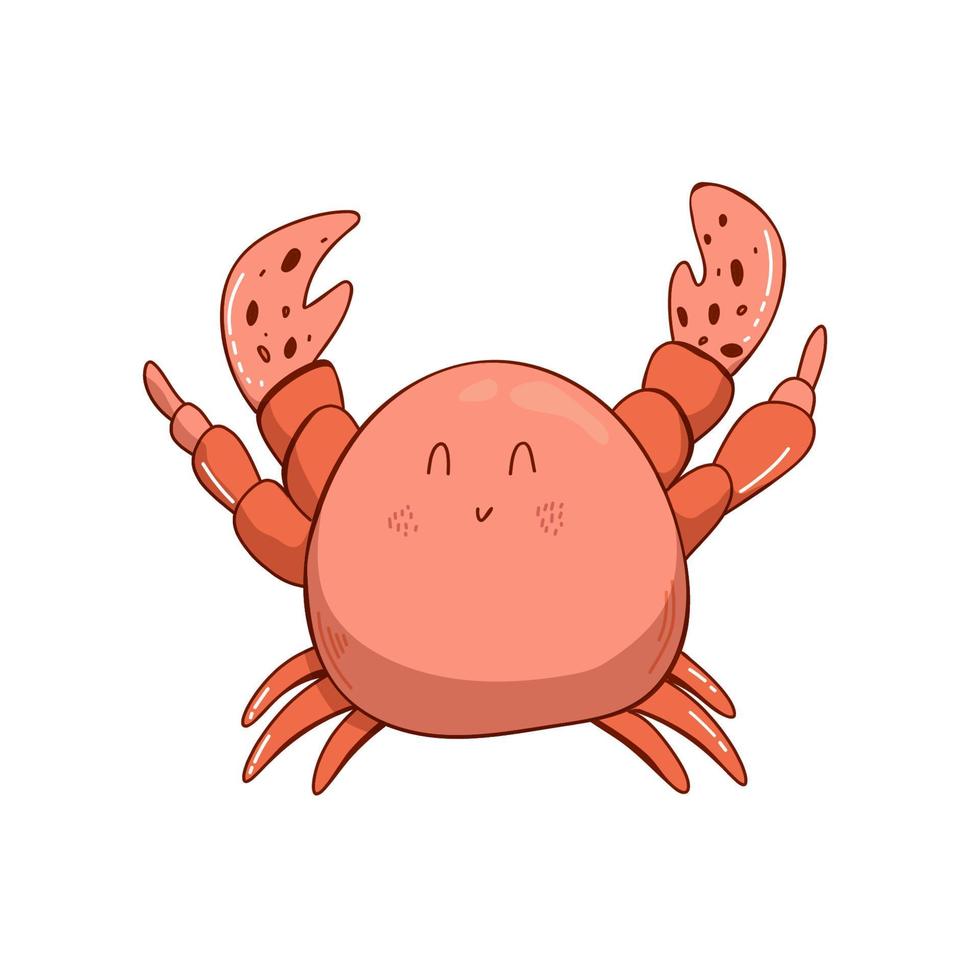 vecteur de crabe. illustrations dessinées à la main. griffonnage, ligne. croquis de crabe, animal marin. sur blanc isolé